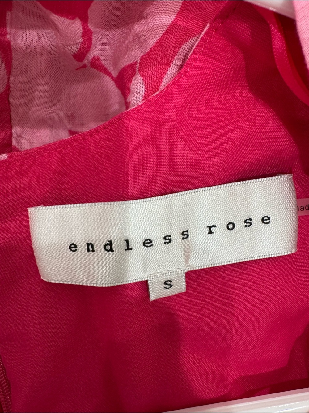 Endless Rose Hot Pink Floral Mini Dress with Puff Sleeves - Picture 4 of 4